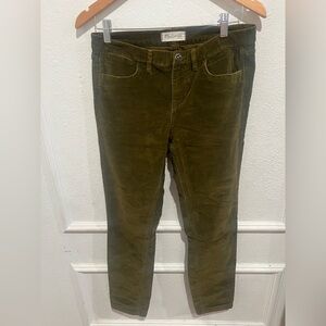 Madewell Pants 29 x 32 Green Corduroy Skinny